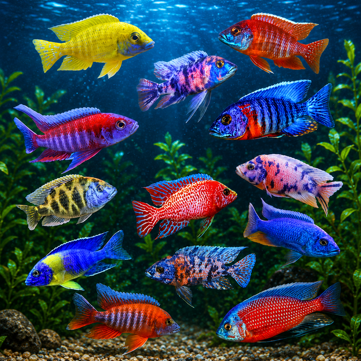 3-Pack Assorted Peacock Cichlid 2.5-3" Live Fish African Cichlid Malawi Mix