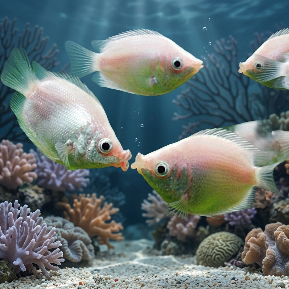 4-Pack Pink Kissing Gourami Live Fish Freshwater Aquarium
