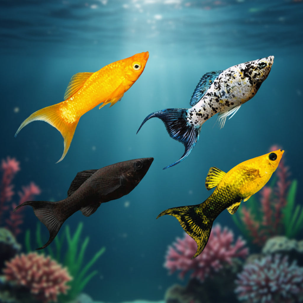 5-Pack Assorted Lyretail Molly Live Fish Freshwater Community Aquarium