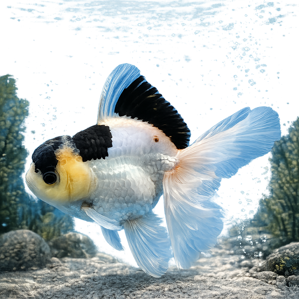 Panda Oranda Premium Goldfish Live Fish 3.5-4 Inch Fancy Black White