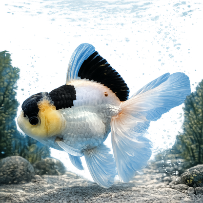 Panda Oranda Premium Goldfish Live Fish 3.5-4 Inch Fancy Black White
