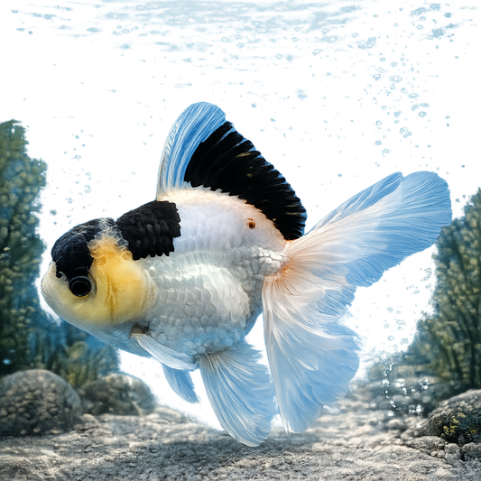 Panda Oranda Premium Goldfish Live Fish 3.5-4 Inch Fancy Black White