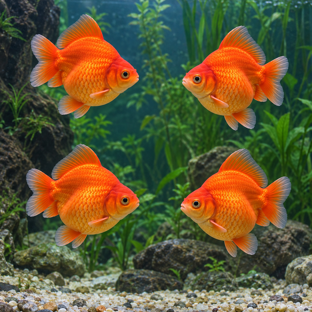 4-Pack Red Ryukin Goldfish 1.5-2" Live Fish Fancy Freshwater Aquarium