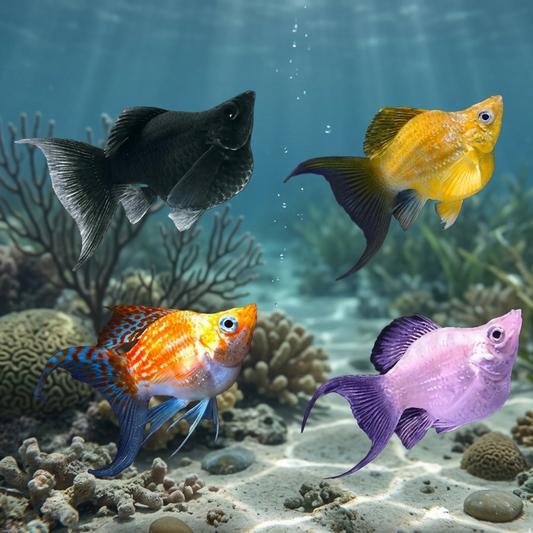 5-Pack Assorted Balloon Molly Lyretail Live Fish Freshwater Aquarium
