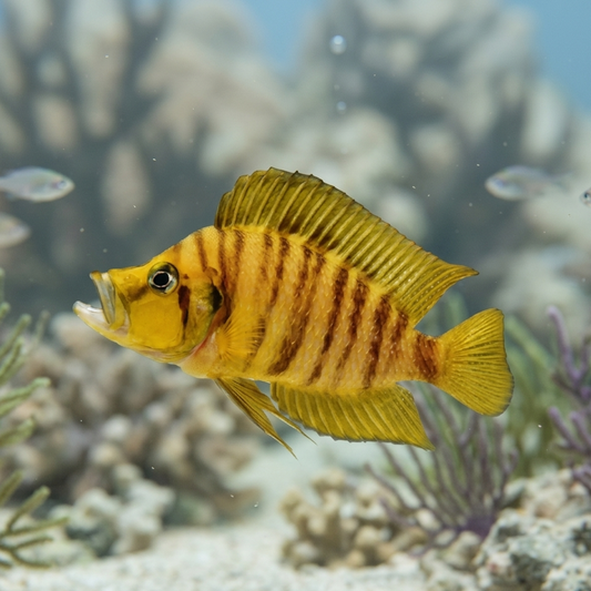 Yellow Calvus African Cichlid Live Fish 1.25” Altolamprologus Tanganyika