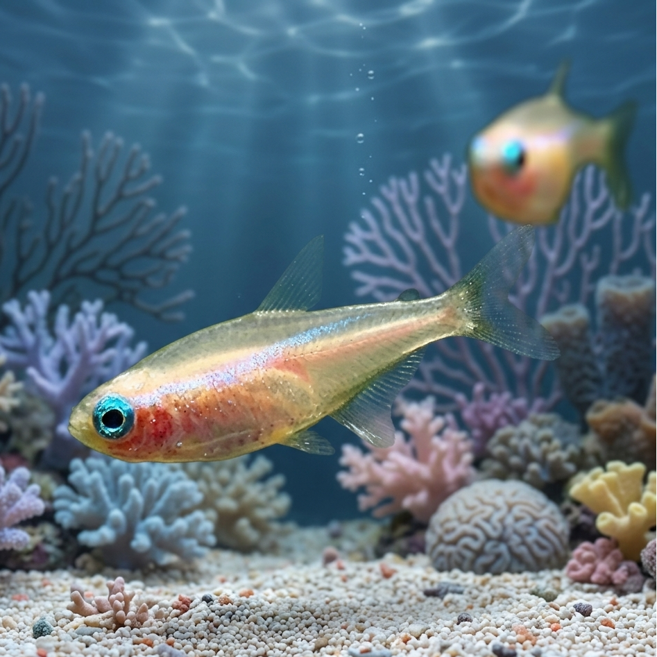 5-Pack Glowlight Albino Tetra Live Fish Freshwater Community Tank