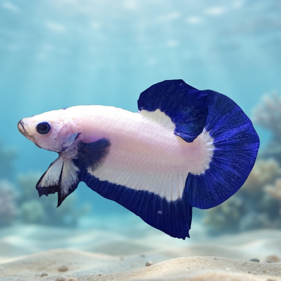 Blue Rim HMPK Betta Male Live Freshwater Aquarium Fish Halfmoon