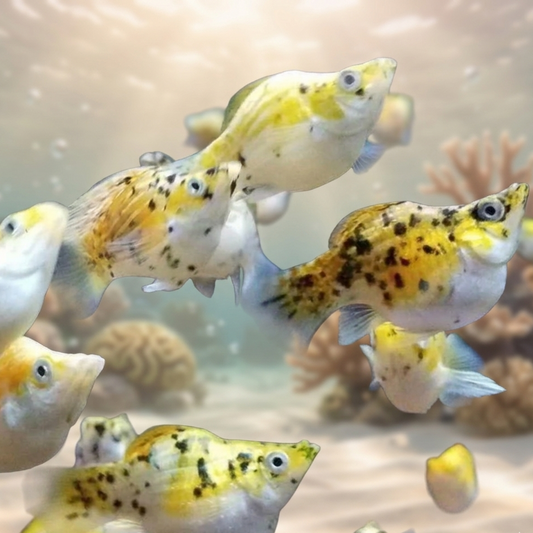 5-Pack Tricolor Balloon Molly Live Fish Freshwater Aquarium Colorful