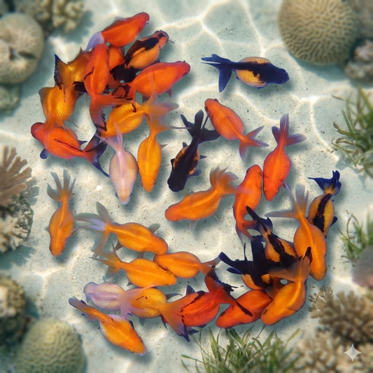 4-Pack Assorted Pearlscale Goldfish Live Fish 1.5-1.75" Freshwater