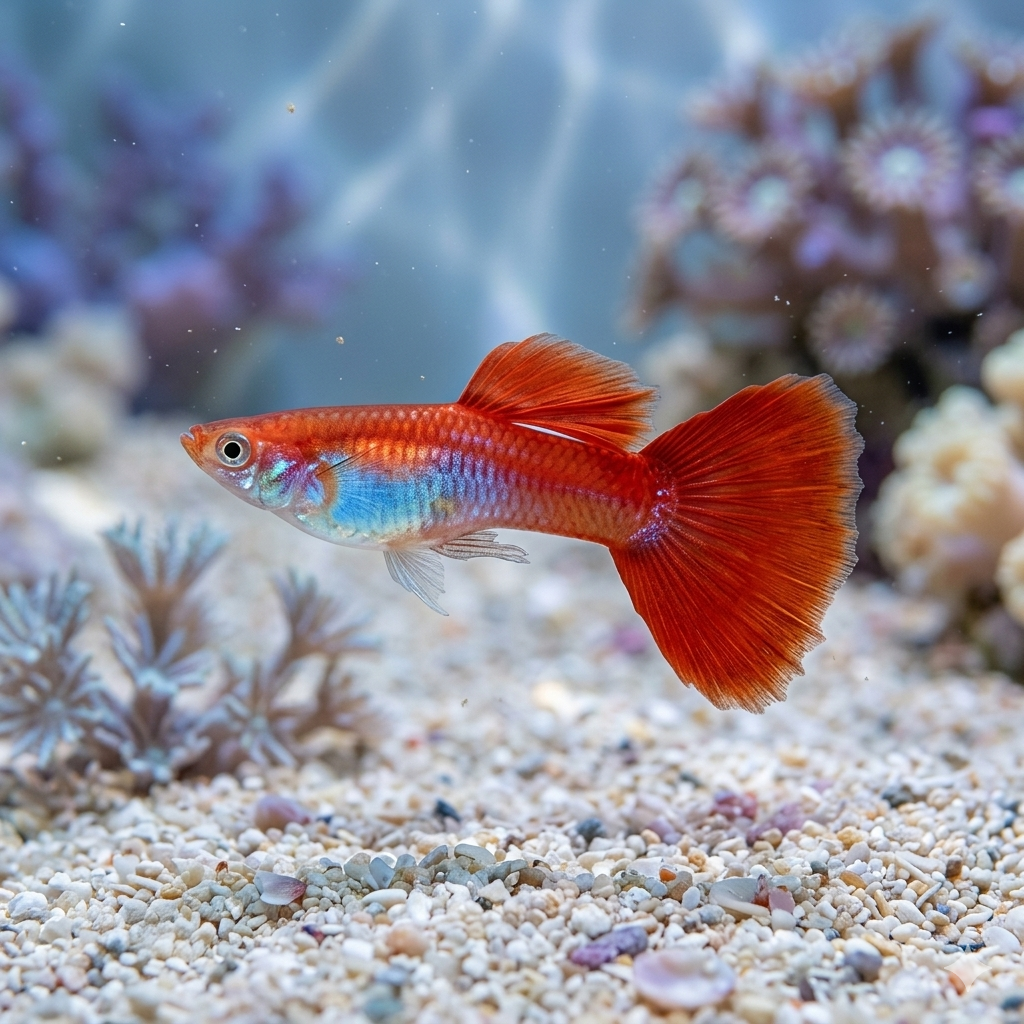 5-Pack Flamingo Red Guppy Male Live Fish Freshwater Community Aquarium