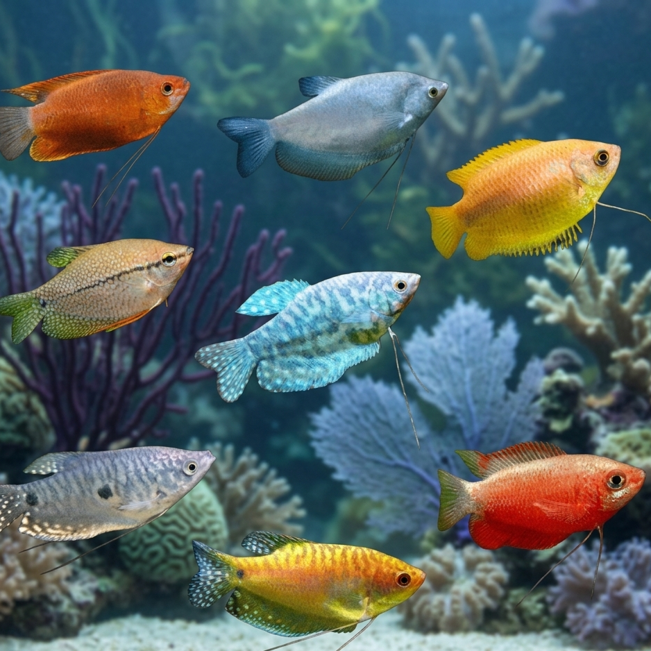 4-Pack Assorted Gourami Live Fish - Vibrant Freshwater Community Fish