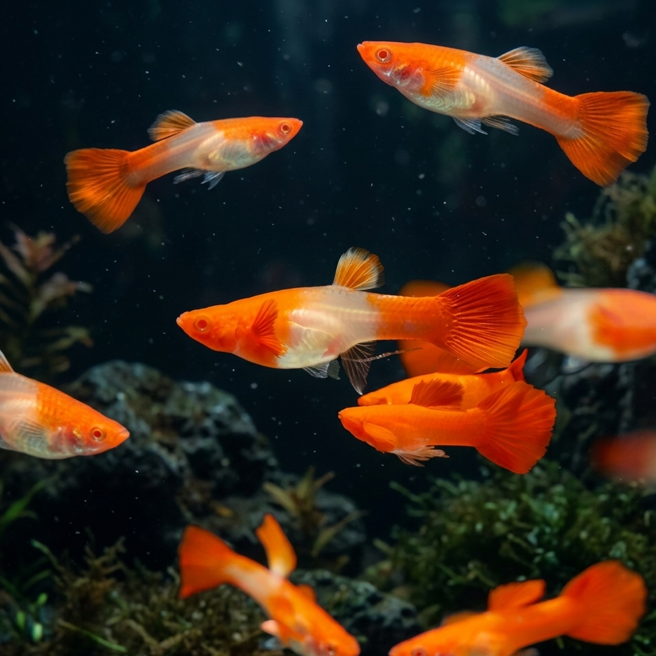 5-Pack Albino Koi Red Guppy Males Live Fish Freshwater Aquarium