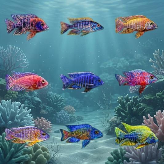 4-Pack African Cichlid Peacock 3-4 Inch Live Fish Freshwater Aquarium